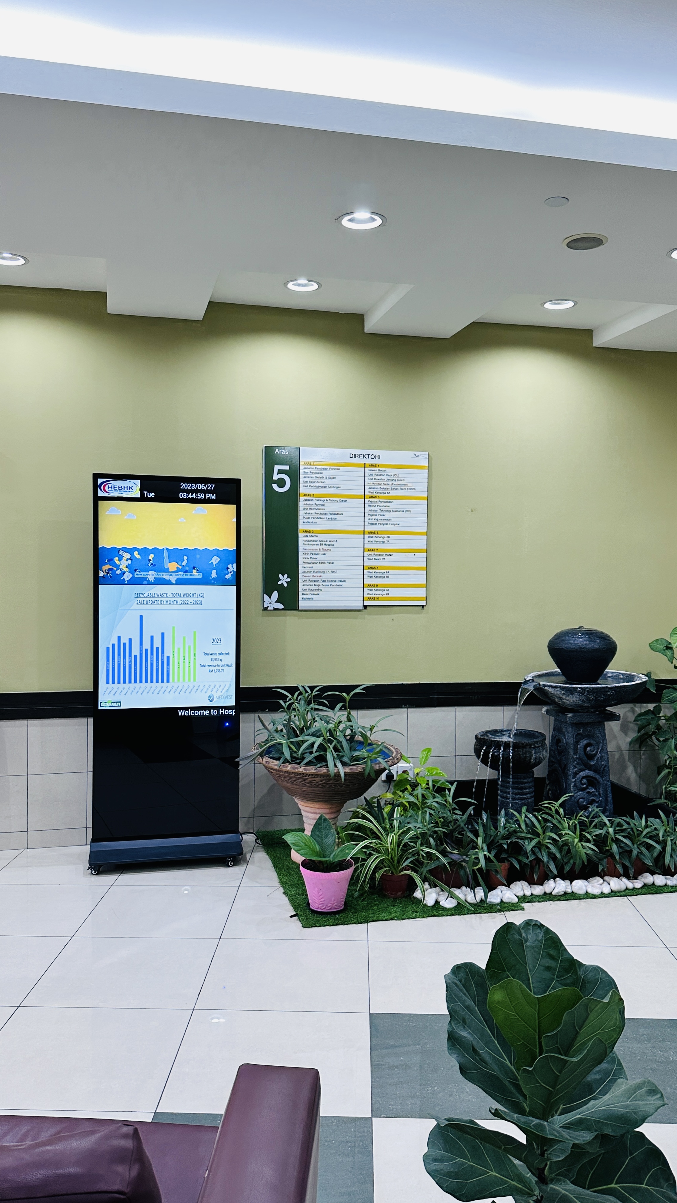 Enche' Besar Hajjah Khalsom Hospital Kluang digital standee display